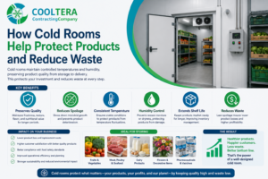Cold rooms protecting products and reducing waste through controlled temperature storage