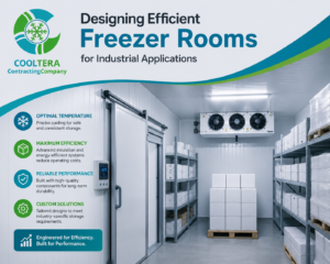 Efficient freezer room system for industrial refrigeration and storage applications