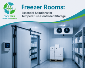 Freezer room system for temperature-controlled storage and frozen product preservation